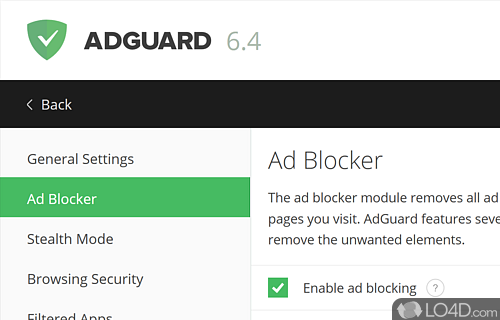 ad filter back to a website adguard