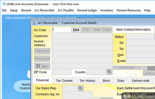 Set up user profiles and restrictions, and input taxes - Screenshot of Adminsoft Accounts