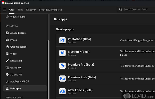 Cloud application - Screenshot of Adobe Creative Cloud