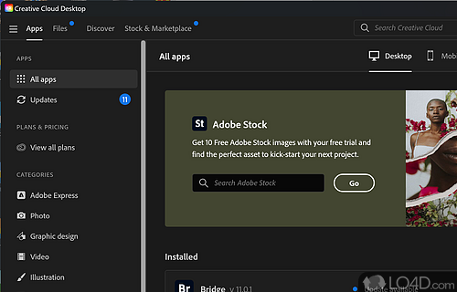 Free cloud-based online storage app - Screenshot of Adobe Creative Cloud