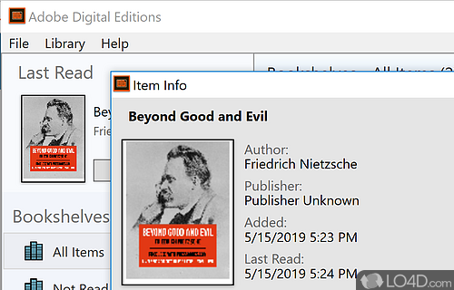 Searching eBooks - Screenshot of Adobe Digital Editions