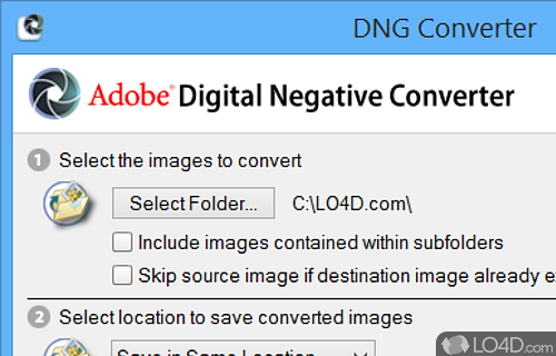 A handy tool for preserving photos - Screenshot of Adobe DNG Converter