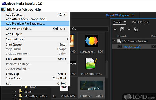 Different screen sizes - Screenshot of Adobe Media Encoder