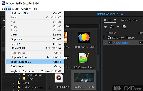 Formats - Screenshot of Adobe Media Encoder