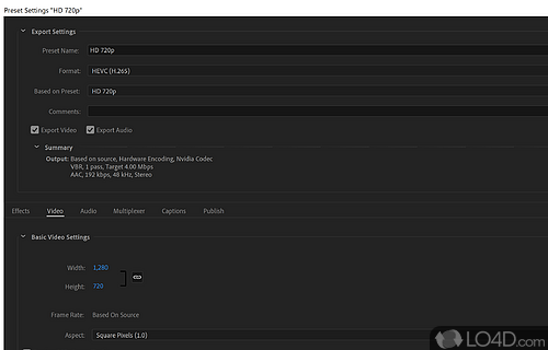 Depending on the Adobe applications - Screenshot of Adobe Media Encoder