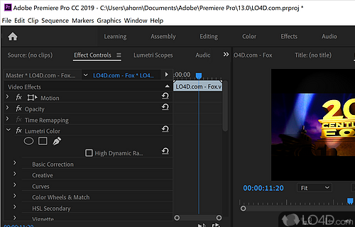 SWF format - Screenshot of Adobe Premiere Pro