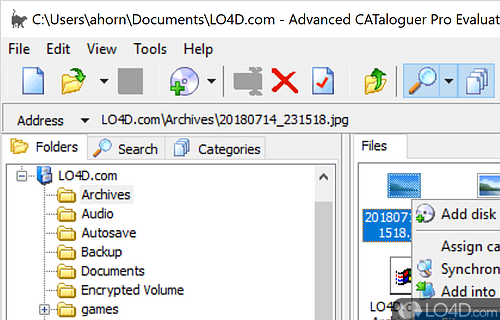 User interface - Screenshot of Advanced CATaloguer Pro