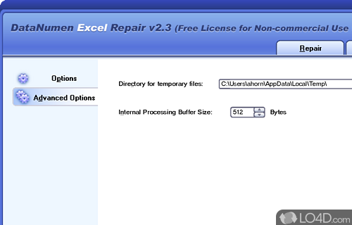 Repair and recover corrupt Excel XLS files - Screenshot of Advanced Excel Repair