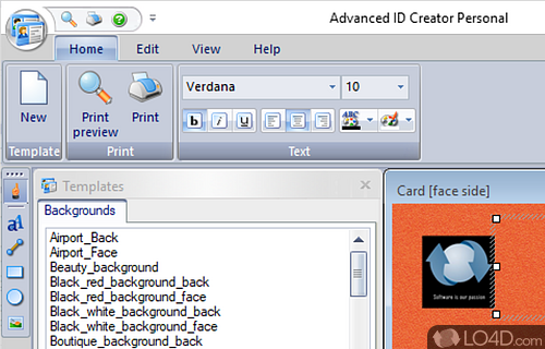 User interface - Screenshot of Advanced ID Creator Personal