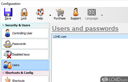 Insert and manage users information and set the master key - Screenshot of Advanced Internet Kiosk