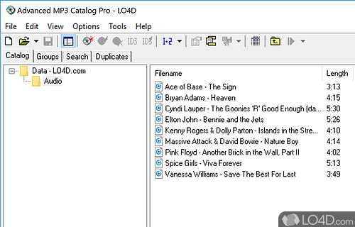 Scan hard drives, external disks and CDs for songs, catalog and organize them in a well-structured tree - Screenshot of Advanced MP3 Catalog Pro