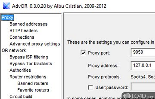Screenshot of Advanced Onion Router - Client for OR networks that can force any program you are running to use a proxy server when connecting to the Internet
