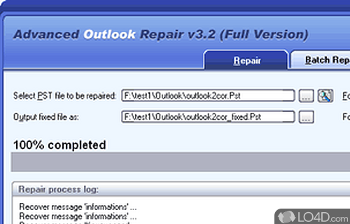 Advanced Outlook Repair Screenshot