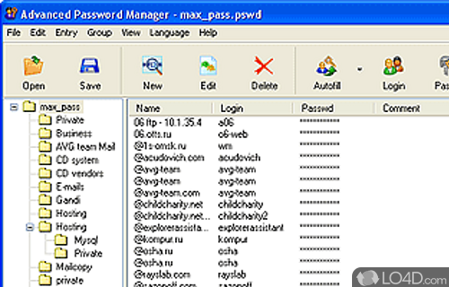 Screenshot of Advanced Password Manager - User interface