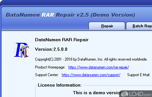 Analyzes the corrupted file - Screenshot of Advanced RAR Repair