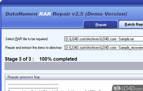 Powerful and accessible software app that enables users to quickly repair and restore corrupt and damaged RAR or SFX archives - Screenshot of Advanced RAR Repair