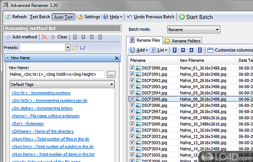 Screenshot of Advanced Renamer - Set file renaming rules