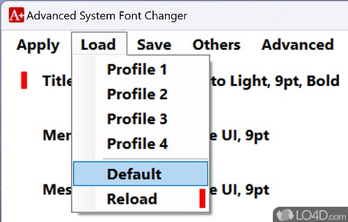 Log off to apply effects and save favorite configurations - Screenshot of Advanced System Font Changer