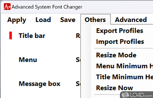 User interface - Screenshot of Advanced System Font Changer