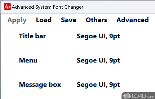 Customize the font style and size in Windows when it comes to the title bar, menu, message box and other elements - Screenshot of Advanced System Font Changer