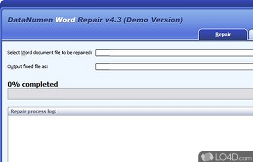 Screenshot of DataNumen Word Repair - Quickly repair corrupt Word documents with this app that packs a interface