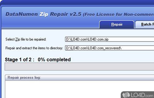 Software solution that help users repair corrupted ZIP - Screenshot of DataNumen Zip Repair