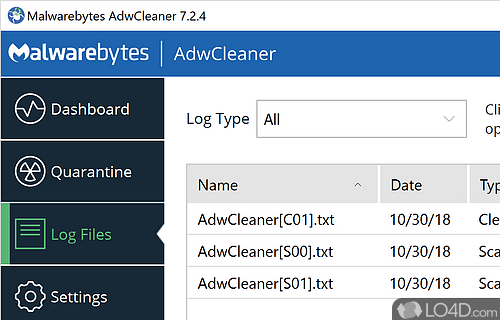 Remove unwanted toolbars - Screenshot of AdwCleaner