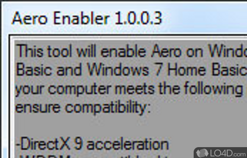Screenshot of Aero Enabler - Enable the Aero effect where it's not possible