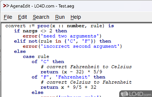 Multipurpose procedural programming language that can assist you in performing various - Screenshot of Agena