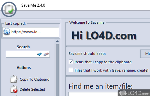 Which remembers all the items you copy to the Clipboard - Screenshot of Save.me