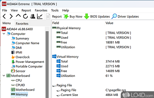 View details about computer and benchmark - Screenshot of AIDA64 Extreme