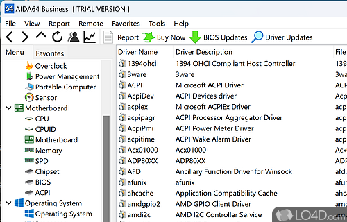 Provides access to information about system devices and their respective drivers - Screenshot of AIDA64 Business Edition