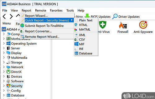 Export the details of your benchmarks and tests to various formats including text and HTML - Screenshot of AIDA64 Business Edition