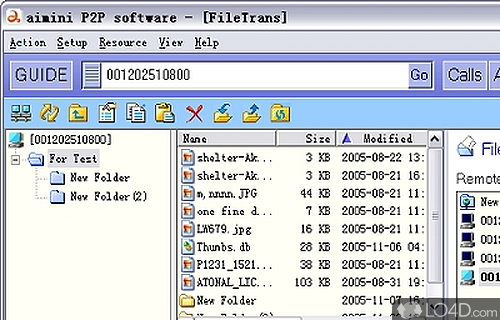 Screenshot of aimini P2P software - Direct connect up in between users