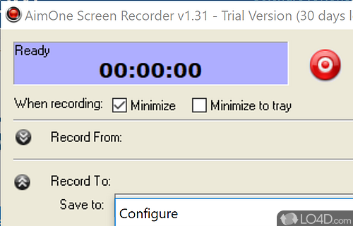 Set recording and output options - Screenshot of AimOne Screen Recorder