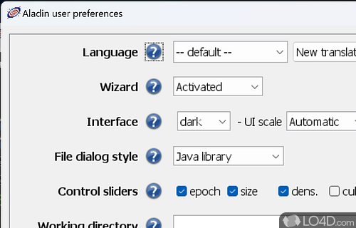 User interface - Screenshot of Aladin