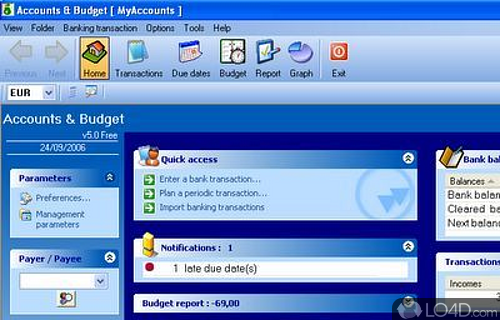 Screenshot of Accounts & Budget - User interface