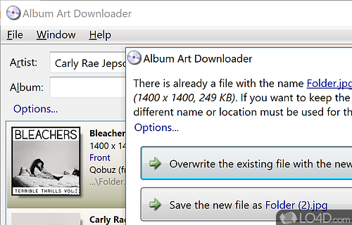 User interface - Screenshot of Album Art Downloader