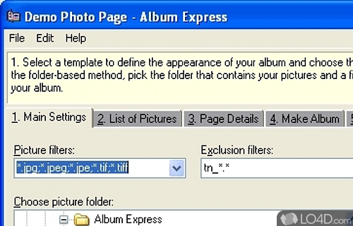 Screenshot of Album Express - Creates slick, professional-looking picture albums for home, friends