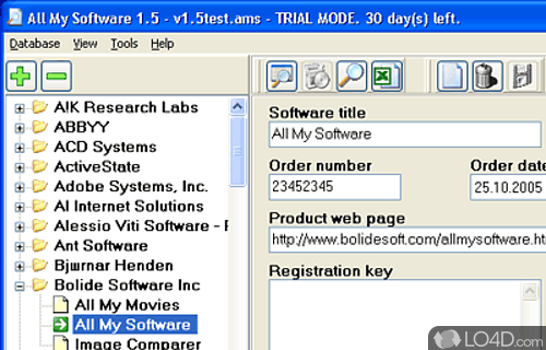 Screenshot of All My Software - Home software inventory - you will never lose registration keys again