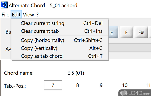 Set guitar chords and scales easily - Screenshot of Alternate Chord
