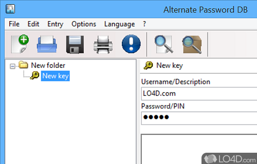 Store passwords or other sensitive data on computer and access them anytime you need - Screenshot of Alternate Password DB