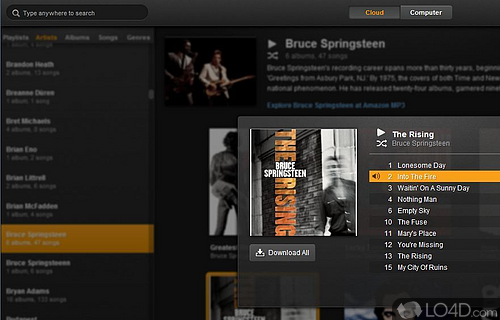 Screenshot of Amazon Cloud Player for Windows - User interface