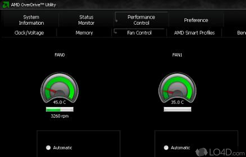 Screenshot of AMD OverDrive - Maximize the capability, flexibility, and adjustability of the AMD chipset products