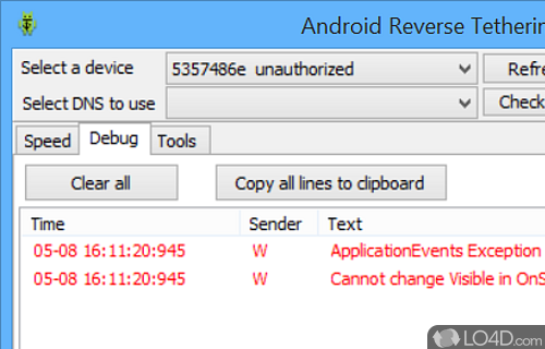 Connects your Android phone to the Internet - Screenshot of Android Reverse Tethering