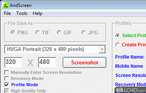 Screenshot of AndScreen - Can capture images from Android device display