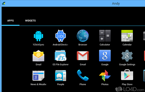 Run Android apps in an emulator - Screenshot of ANDY OS