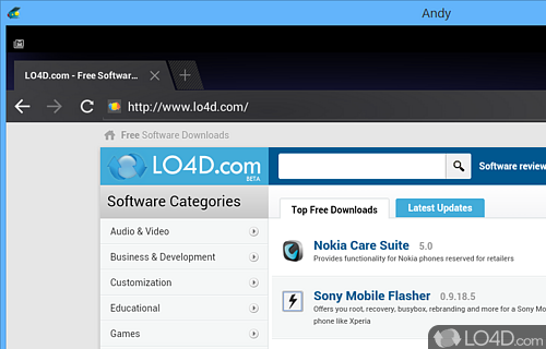 Install apps and games - Screenshot of ANDY OS