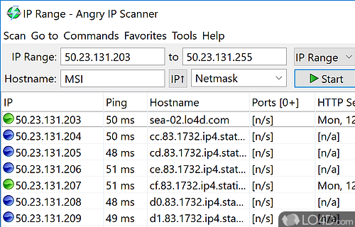 IP scanner that can send ping requests to multiple addresses - Screenshot of Angry IP Scanner