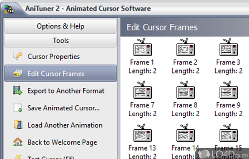 Create, edit and convert Windows animated cursors - Screenshot of AniTuner